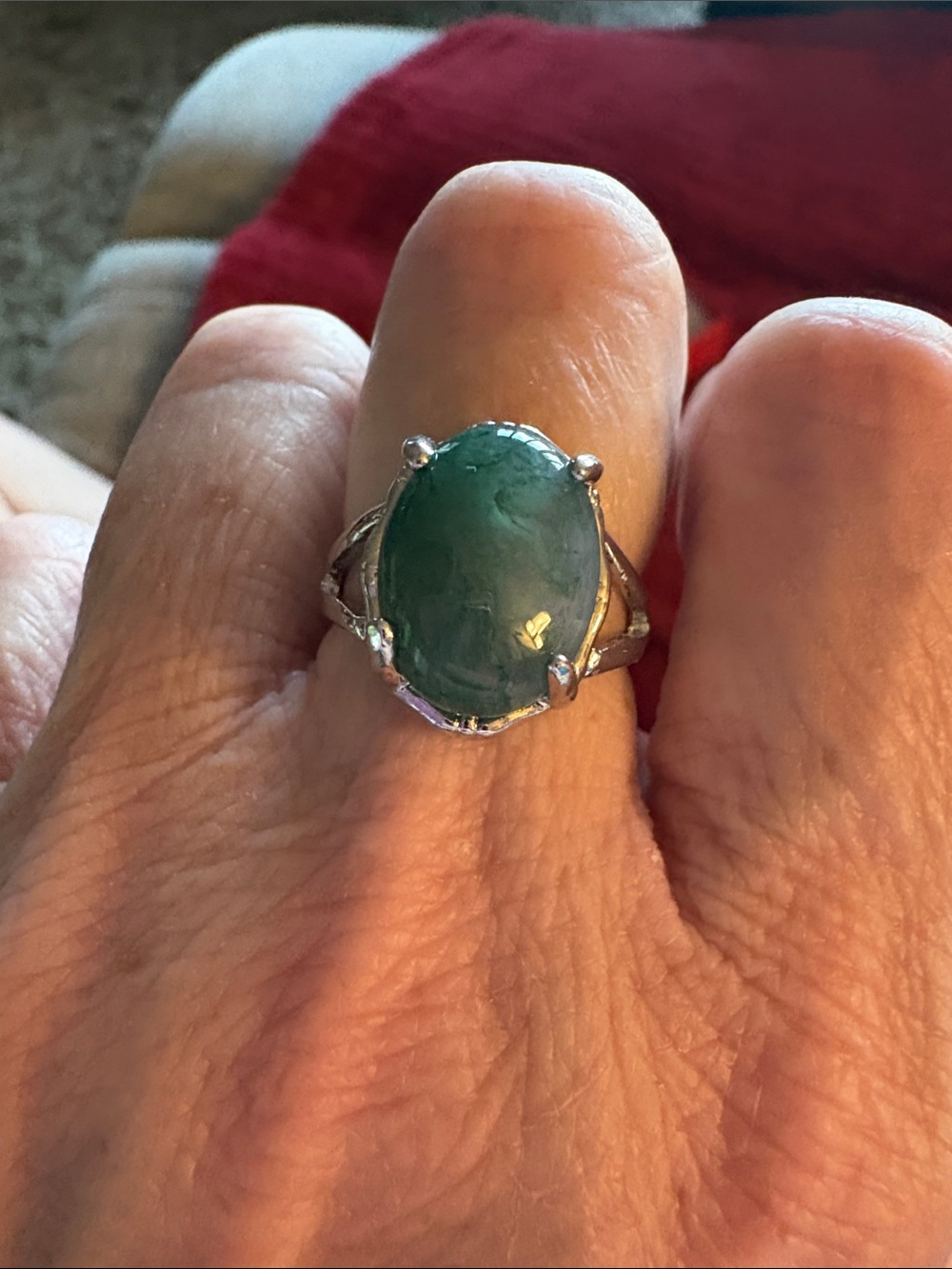 Green Oval Gemstone Ring - Women Jewelry